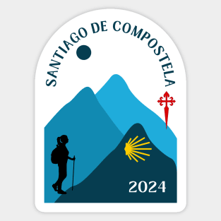 Camino de Santiago de Compostela 2024 Woman Walking Sticker